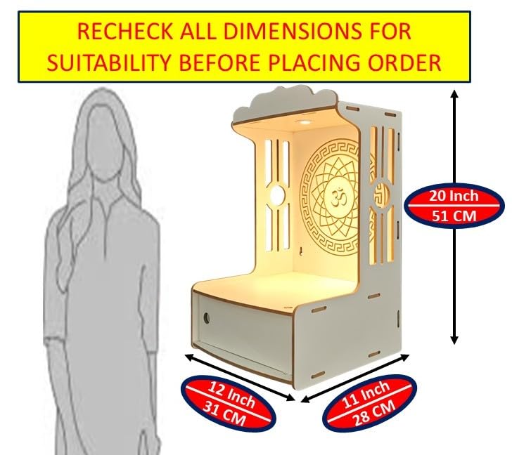 Image of Alpine Willow Temple for Home with Door (Height-20 inches) I Puja Mandir with Door for Home with Doors I Pooja ghar I Wooden Temple I Laddoo Gopal mandir I Devghar I Pooja Unit I Puja Stand