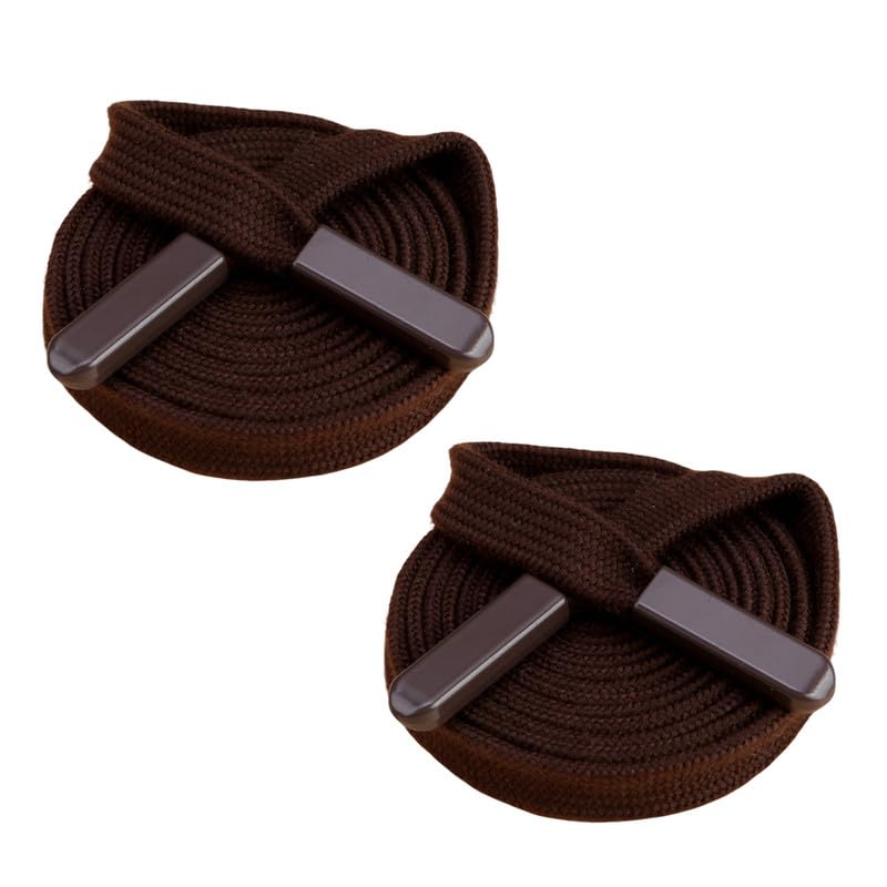 2 Pieces 140CM Dark Brown Drawstring Universal Cord for Replacement 1CM Flat Drawstring Cord with Metal Closure Ends for Sweatshirts,Pants — image 1