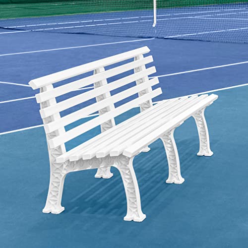 Vermont Tennisplatz Sitzbank - 3/4 Sitzer | Grün oder Weiß (Mit Rückenlehne, Weiß, 4 Sitzer)