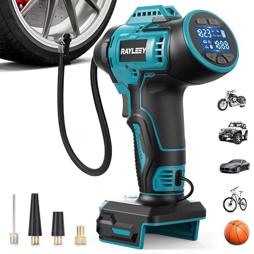 RAYLEEY Akku Kompressor für Makita LXT-18V-Akku 11 Bar/160PSI Luftkompressor Akku mit Automatische Abschaltung Elektrische Luftpumpe für Auto Motorrad Fahrrad Bälle (ohne Akku)