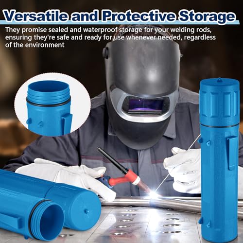 Image of Zonon 4 Pcs Welding Rod Storage Tube 14 Inch Tig Rod Holder, Blue