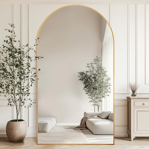 Antok Full Length Mirror, 91"x46" Oversized Floor Mirror Freestanding, Full Body Floor Standing Mirror with Stand, Hanging Mounted for Living Room Cloakroom,Gold,Arched Style - Image 6