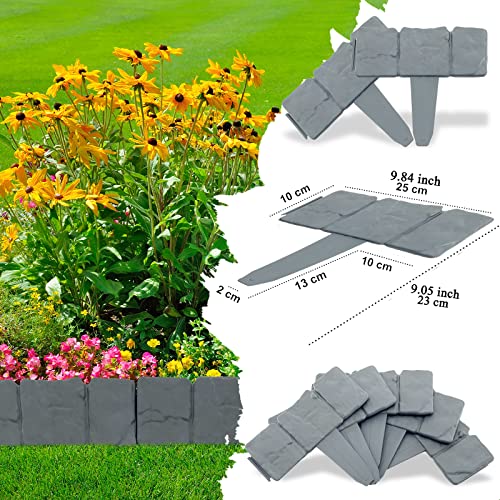 Garden Landscape Edging Border No Dig,Flower Bed Edging,Diy Plastic Fencing Lawn Border,Imitation Stone Effect Garden Borders For Garden, Lawn, Walkway And Landscape Edging (24.6 Ft) #TOP3