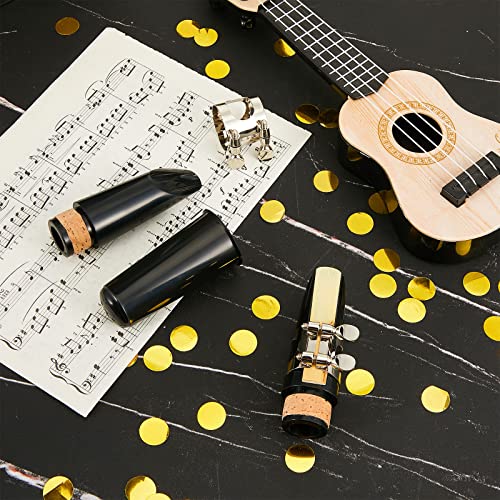 Image of 2 Sets Clarinet Mouthpiece kit Reeds 2.5 Mouthpiece Kit with Ligature Plastic Cap Bb accessory ligature Strength Reeds for Clarinet Use Replacement Supply