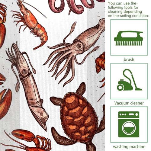 Alfombrillas de cocina antideslizantes para evitar resbalones con diseño de calamar 5