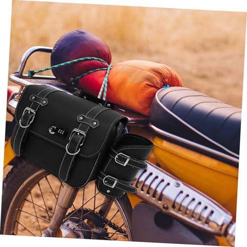 Bolsa lateral para motocicleta Vaguelly de PVC negro, alforja universal con cierre de cremallera miniatura 5