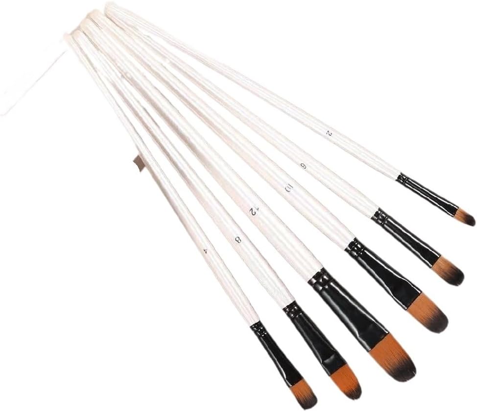 Pearl Painting Brushes 6 Two-Color Nylon Bristle Paintbrush Set Art Slant Peak