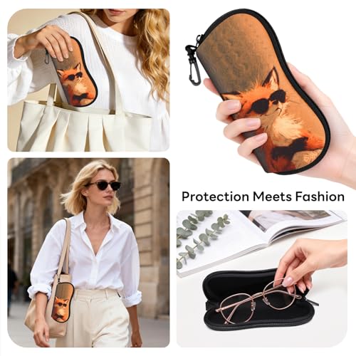 Image of Sunglasses Case with Belt Clip, Ultra Light Neoprene Zipper Soft Padded Glasses Case for Women Men