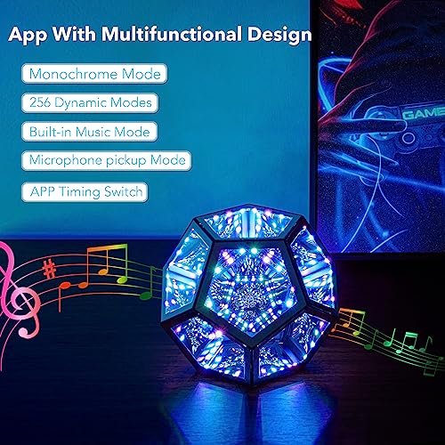 Infinity Dodecahedron Gaming Light, Cool Rgbw Led Desk Table Lamp Light For Bedroom Gaming Room Decor, Unique Colorful Mood Changing Ambient Night Lighting Lamp Adult Men Children Birthday Gift #TOP2
