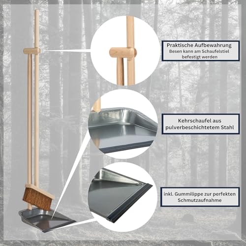 Stehkehrgarnitur Kehrgarnitur Faule Grete Less CO² Produktion Buchenholz – Bild 5