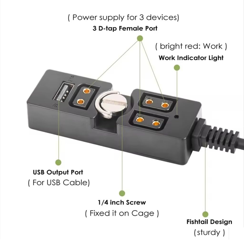 D Tap to 4-portowy kabel USB do ładowania z zasilaniem LED do sprzętu fotograficznego
