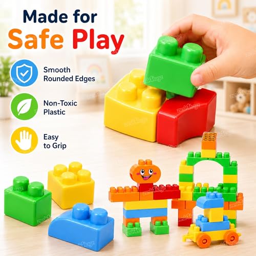 Image of Zest 4 Toyz Building Blocks for Kids 75 Pieces Construction Toy Puzzle Game Creative Building Set Educational Learning Activity Blocks Brain Development Toy for Boys Girls 3+ Years