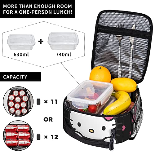 Black Cat Lunch Box For Women Girls, Insulated Lunch Bag Reusable Portable Lunch Tote Bag Cooler Bags Gifts For Work Picnic Travel #TOP3