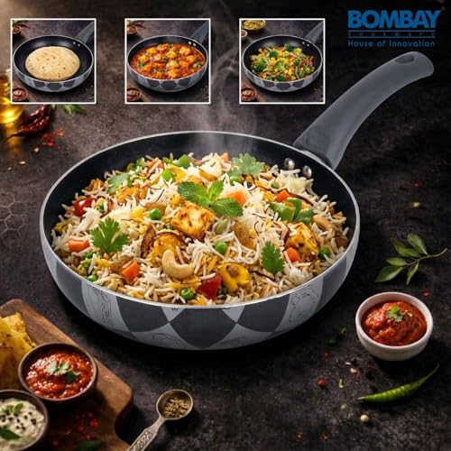 Image of Kala Kruti Non Stick Fry Pan 24 Cm | 1.5 L Deep Fry Pan for Frying, Sauteing & Everyday Cooking | Durable Cookware with Easy Grip Handle | 1 Piece