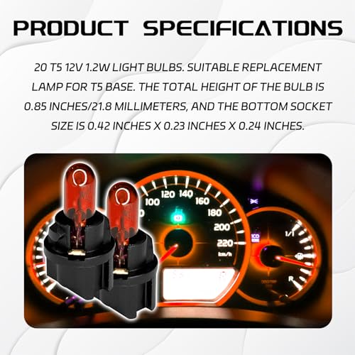 image for QQWD 20PCS T5 17 57 86 Halogen Instrument Cluster Bulbs Kits, 12V Dash