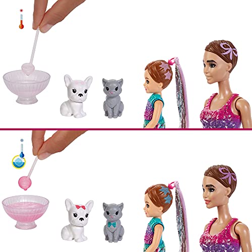 Barbie GXJ88 - Color Reveal Überraschungsparty, +50 Überraschungen: 1 Puppe, 1 Chelsea Puppe, 2 Tiere, 6 Farbwechsel, Zubehör & mehr, Tanzparty Set, Spielzeug Geschenk für Kinder ab 3 Jahren – Bild 3