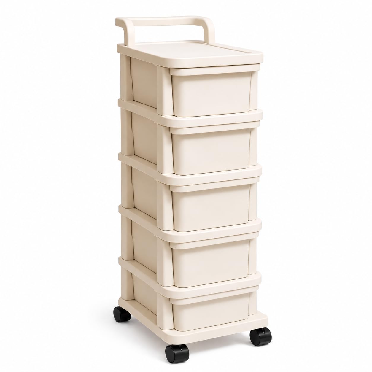 BURAKH Plastic Storage Trolley with Drawers on Wheels, 2, 3, 4 or 5 Tier Mobile Drawer Cabinet Organiser for Bedroom, Bathroom, Kitchen, Home Office, Salon, Clothes, Toys and Supplies