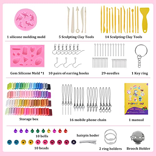 Polymer Clay 50+72 Colors, Modeling Clay For Kids Diy Starter Kits, Oven Baked Model Clay, Non-Toxic, Non-Sticky,With Sculpting Tools, Ideal Gift For Children And Artists (50+72 Colors A) #TOP5