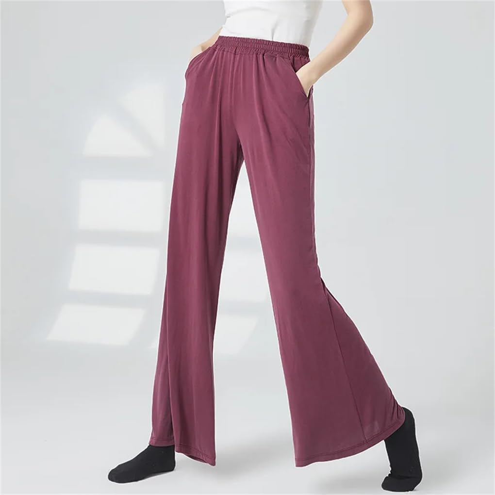 Women's Classic High Waist Dance Pant Wide Leg Straight with Pocket Soft Modal Body Shape Training Yoga Trousers