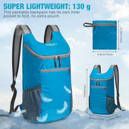 Image of G4Free Lightweight Packable Hiking Backpack for Men Women Small Hiking Daypacks Foldable Shoulder Pack Casual Outdoor Bag 11L