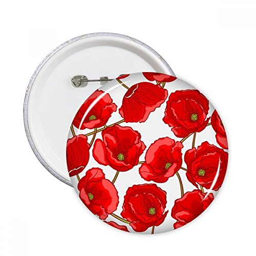 Broches coquelicot rouge peinture d'art badge rond deco lot de 5 une idee cadeau originale