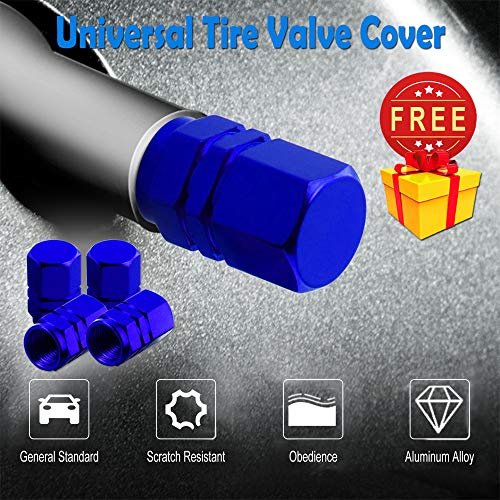 Bggtmo Blue License Plate Frames- Metal Aluminum Car Tag Cover, 2 Pack Slim Front & Rear Holders For Women, Men, Personalized Car Accessories- Screws, Rattle Proof Pads, Tire Valve Stem Caps #TOP4