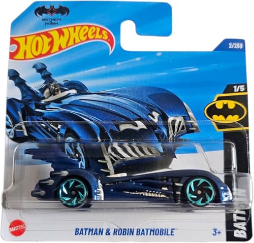 Hot Wheels - Batman & Robin Batmobile - Batman 1/5 - HYX61 - Short Card - DC - Blue - Mattel 2025-1:64