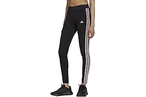 Women's Essentials Adidas Black and Pink 3-Stripes Leggings