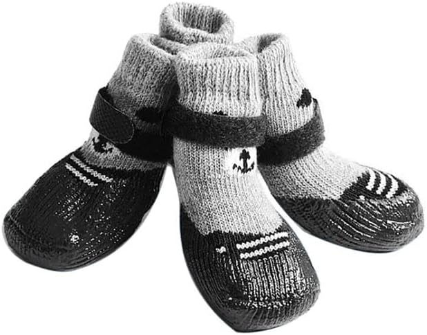 Petlicious & More® Dog Cat Boots Shoes Socks Waterproof Dog Shoes Rain Snow Dog Booties Anti-Slip Dog Sock Shoes with Adjustable Drawstring for Small Puppy (Size - Small, Color - Black)