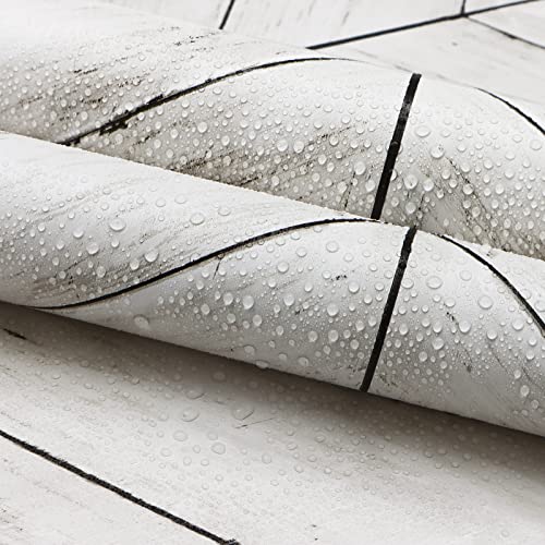 Ciciwind 590In×16.8In Grey White Wallpaper Self-Adhesive Removable Wallpaper Wood Peel And Stick Wallpaper Stripes Vintage Wall Paper For Walls Covering Contact Paper Decoration Home Old Renovation #TOP7