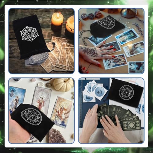JYNXOR 2 Pièces Pochons Tarot en Velours Premium - Sac de Protection pour Cartes Divinatoires, Pendule & Outils Mystiques - Double Pochette avec Cordon - Idéal Voyance, Cartomancie et Rituels (Noir) – vue 4