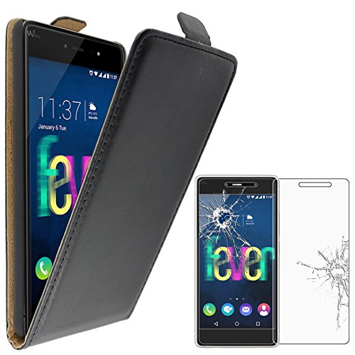 ebestStar - Coque Compatible avec Wiko Fever 4G Etui Housse PU Cuir Rabat Ultra Fin (Ultra Slim Case), Noir + Film Protection écran Verre Trempé [Appareil:...
