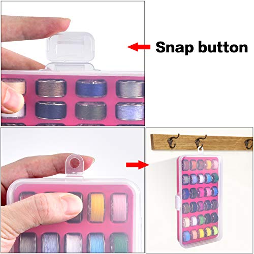 Bobbin Holder Storage Case Sewing Box Thread Organizer Holds 30pcs Bobbins for Brother Sewing Machine- Red(Box Only） - Thumbnail 7