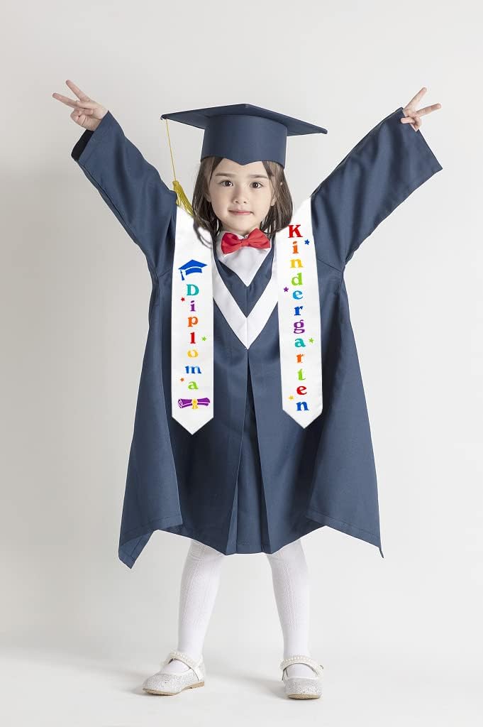 Kids Kindergarten Graduation Sash Graduation Double Sided Printed Stole Unisex Preschool Graduation Colorful Word Satin Stole