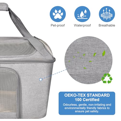 Transportbox Katze, Katzen Transportboxen mit Haustiernest, Faltbare Katzentasche Transporttasche, Hundetragetasche mit Einstellbar Schultergurt für Katzen Kleiner Hund Welpe, Airline Zugelassen