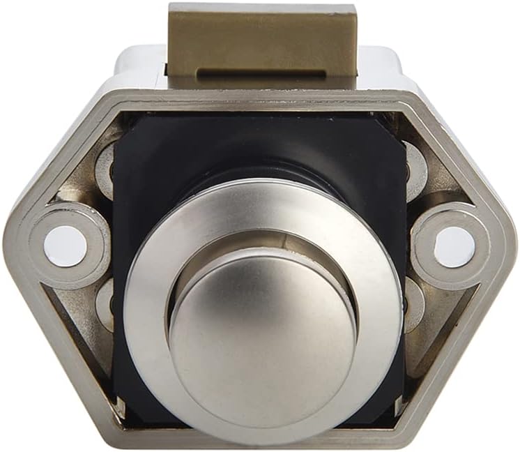 NAERDI 5 Pack RV Lock Push Button Latch Lock Keyless Cabinet Lock Drawer Knobs Pearl Nickel 2cm/0.79in Mounting Hole