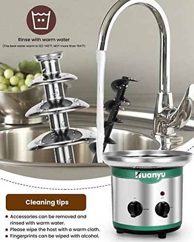 Huanyu Chocolate Fountain 4 Tier Hot Chocolate Fondue Fountain Machine Stainless Steel 18Inch Melting Tower 3Lbs Capacity For Chocolate Candy, Ranch, Nacho Cheese, Baby Shower, Birthday Celebration #TOP5