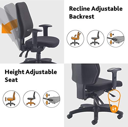 Office Hippo 24-Hour High Back Office Chair, Orthopaedic Design Chair with Adjustable Arms, Ratchet Back and Tilt, Moulded Seat & Back, Heavy Duty Office Chair, 5 Year Guarantee - Black