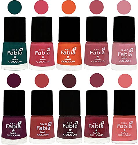 Image of SMC Fabia ALL IN ONE (PACK OF 10), Long Lasting Glossy Nail Polish, 6 ml Each, All Vibrant Colours,02094