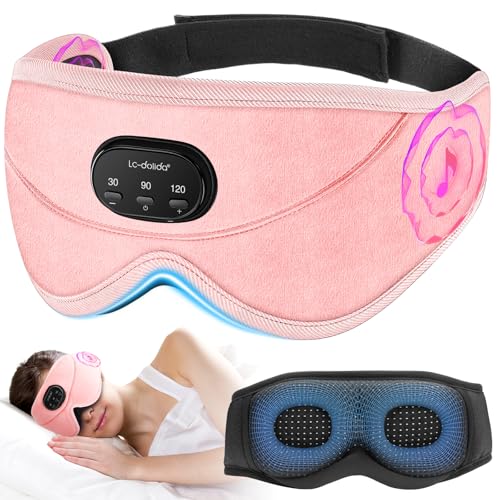 LC-dolida White Noise Sleep Mask, 3D Sleep Headphones with 16 Soothing Sounds, Bluetooth 5.4 Sleep Eye Mask with Timer, Total Blackout Sleeping Headphones for Side Sleeper(Pink)