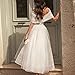 Akklian Sparkly Tulle Prom Dresses for Women 2024 off Shoulder Pleated Formal Dress Evening Party Gown Wedding Gown for Bride White