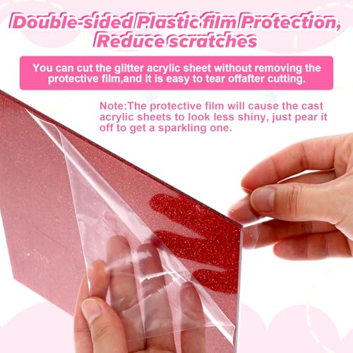 Image of Glitter Acrylic Sheets 1 /8 inch Thick 8x8in Color Acrylic Sheets for Laser Cutting, Translucent Cast Acrylic Sheets for Engraving, Invitation Blanks, Signs, Festival Decorations (8 Color, 8 inchx8 inch)