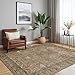 Bavni Washable Rug 8x10 Area Rug for Living Room Bedroom Dining, Washable Vintage Print Carpet, Ultra-Thin Chenille Low Pile Lightweight Rug with Non Slip Backing, Warm Taupe