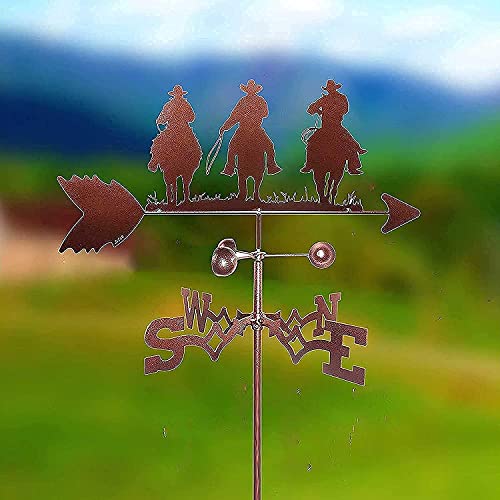 Roof Weather Vane Weathervane, Steel Weather Vane Figurine, Practical Wind Direction, Farm Scene Outdoor Crafts Ornament - Three Cowboy #TOP6
