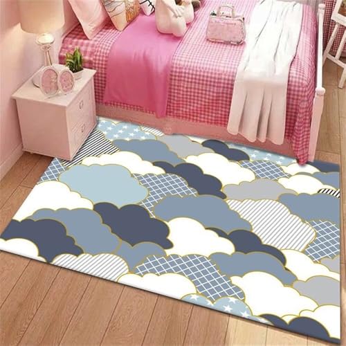 Tapis de décoration régionale bleu résistant à l'usure 200x290