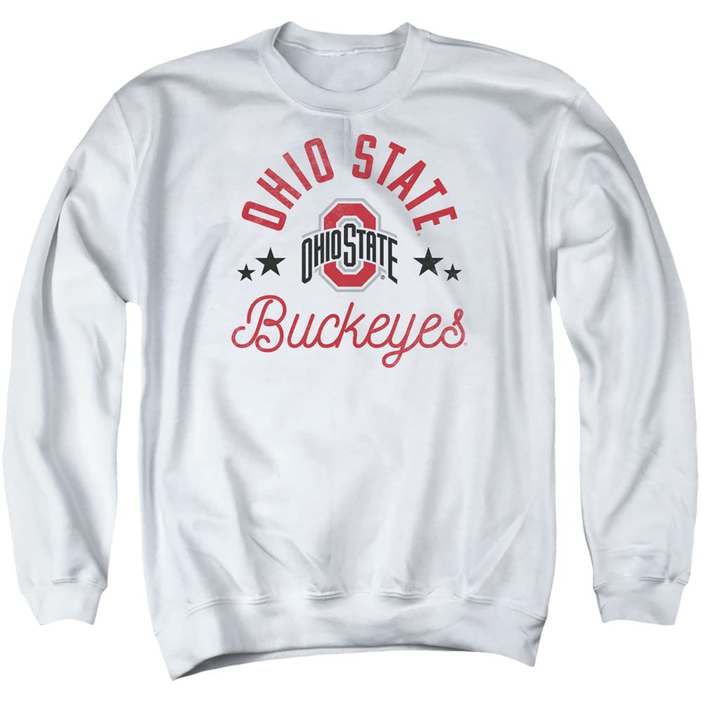The Ohio State University Official Buckeyes Unisex Adult Crewneck Sweatshirt,White, Medium