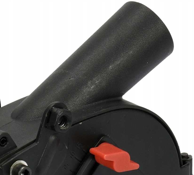 Close-up of the dust extraction port on the shroud