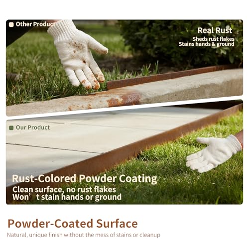 Worth Garden 20ft. Galvanized Steel Landscape Edging - 6-Pack 6.5" x 40" Metal Edging for Landscaping with 7 Stakes, Bronze Powder Coating Hammer-in Lawn Edging for Yard Pathway Divider by Worth - Used condition - Image 2