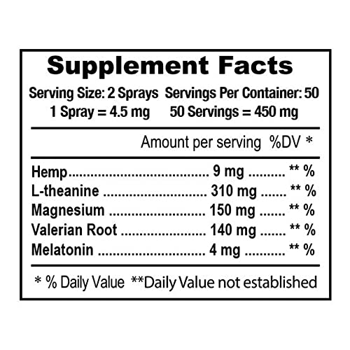 E-Z Nite Hemp Sleep Spray With Melatonin L-Theanine Valerian Root Magnesium | Fast Acting Non-Habit Forming Non-Gmo, Gluten Free, Natural Sleep Aid #TOP4