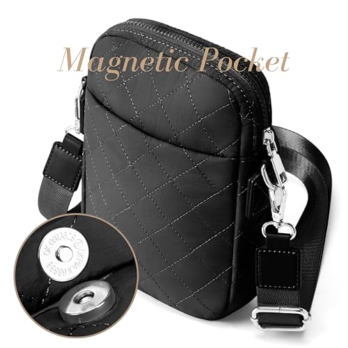 Image of Quilted Crossbody Bag Small Women Shoulder Bags Purses Handbag Backpack Puffer Soft Fashion Design Magnetic and Zipper Pocket
